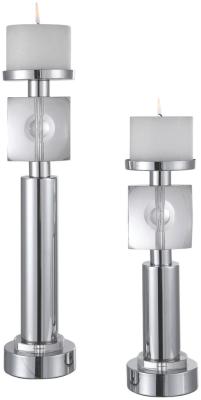 Product photograph of Mindy Brownes Kyrie Silver And Grey Metal Candle Holder Set Of 2 from Choice Furniture Superstore