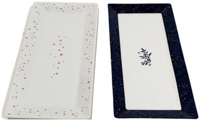 Product photograph of Mindy Brownes Midnight Blue Bone 2 China Platter Set Of 4 from Choice Furniture Superstore