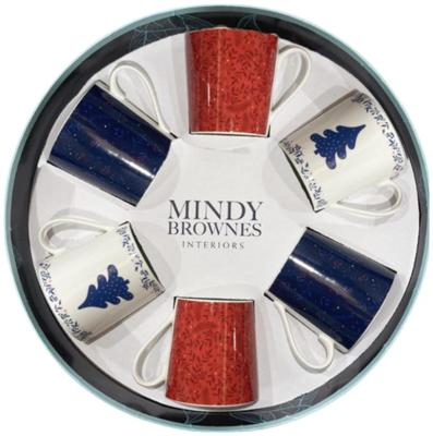 Product photograph of Mindy Brownes Midnight Blue And Red Ceramic 6 Mugs Set Of 4 from Choice Furniture Superstore