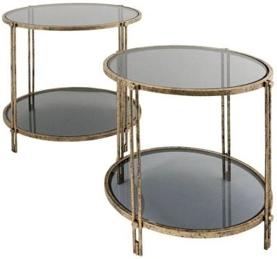 Clearance Mindy Brownes Rhianna Antique Gold Round Side Table Set Of 2 Fss15591