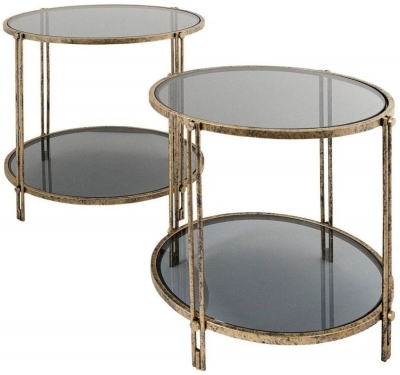 Product photograph of Mindy Brownes Rhianna Antique Gold Round Side Table Set Of 2 from Choice Furniture Superstore