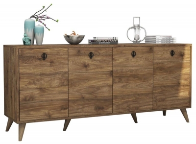 Product photograph of Elias Walnut 4 Door Large Sideboard from Choice Furniture Superstore