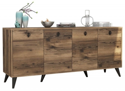 Product photograph of Elias Walnut And Black 4 Door Large Sideboard from Choice Furniture Superstore