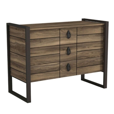 Product photograph of Lorena Walnut And Black Chest from Choice Furniture Superstore