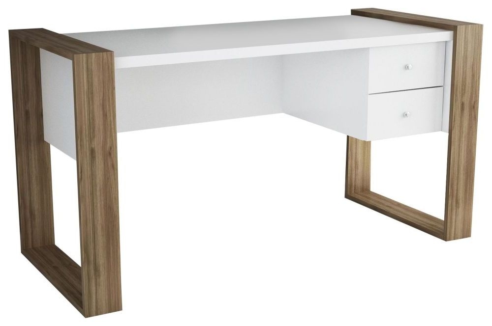 Zossen White and Walnut Office Desk