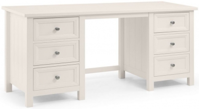 Product photograph of Maine White Lacquered Pine 6 Drawer Dressing Table from Choice Furniture Superstore