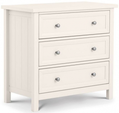 Product photograph of Maine White Lacquered Pine 3 Drawer Chest from Choice Furniture Superstore