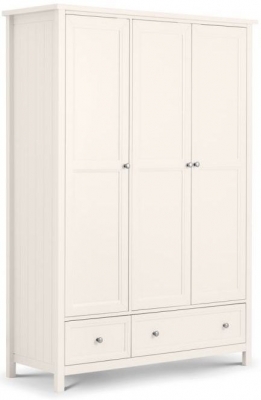 Product photograph of Maine White Lacquered Pine 3 Door 2 Drawer Wardrobe from Choice Furniture Superstore
