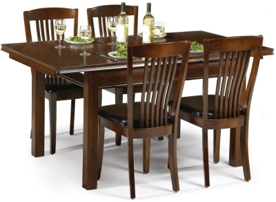 Canterbury Mahogany Extending 4-6 Seater Dining Table Set with 4 Leather Chairs