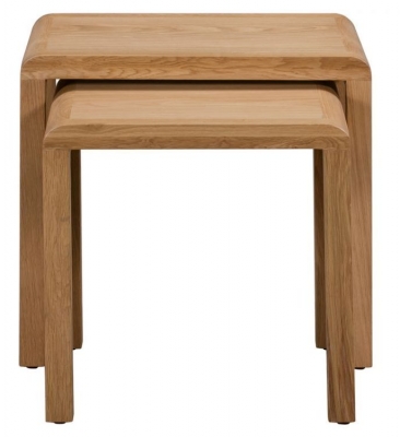 Product photograph of Curve Oak Nest Of 2 Tables from Choice Furniture Superstore