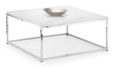 Scala White Marble and Chrome Square Coffee Table