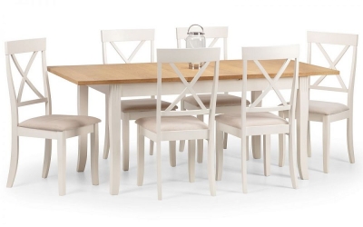 Image of Davenport Ivory Painted Extending 4-6 Seater Dining Table Set with Chairs - Comes in 4/6 Chair Options