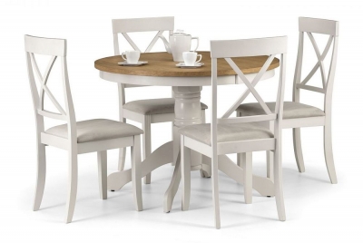 Davenport Ivory Painted Round 4 Seater Dining Set with 4 Chairs