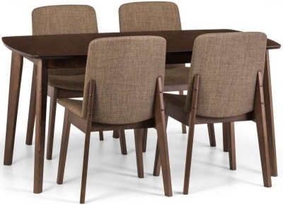 Image of Kensington Walnut Extending 4-6 Seater Dining Table Set with Chairs - Comes in 4/6 Chair Options
