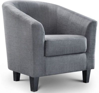 Hugo Slate Grey Linen Fabric Tub Chair