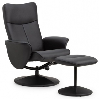 Product photograph of Lugano Black Leather Recline Chair from Choice Furniture Superstore