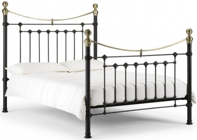 Product photograph of Victoria Satin Black Metal Bed - Comes In Double And King Size Options from Choice Furniture Superstore