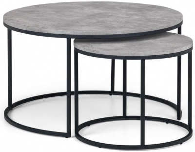 Staten Concrete Effect Round Nest of 2 Coffee Tables