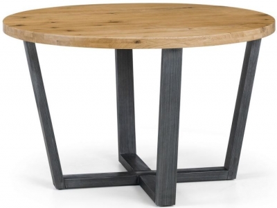 Product photograph of Brooklyn Rustic Oak Round Dining Table - 4 Seater from Choice Furniture Superstore
