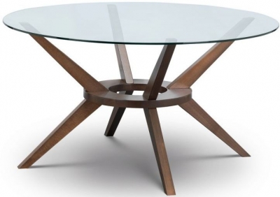 Product photograph of Chelsea Glass And Walnut 6 Seater Round Dining Table from Choice Furniture Superstore