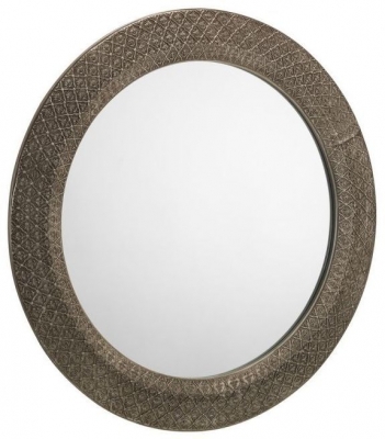 Product photograph of Cadence Ornate Pewter Round Wall Mirror - 80cm X 80cm from Choice Furniture Superstore