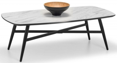 Product photograph of Caruso White Marble Effect 130cm Coffee Table from Choice Furniture Superstore