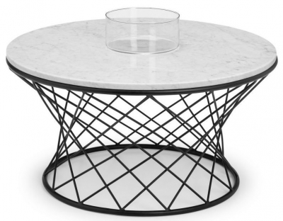 Product photograph of Trevi White Marble 80cm Round Coffee Table from Choice Furniture Superstore