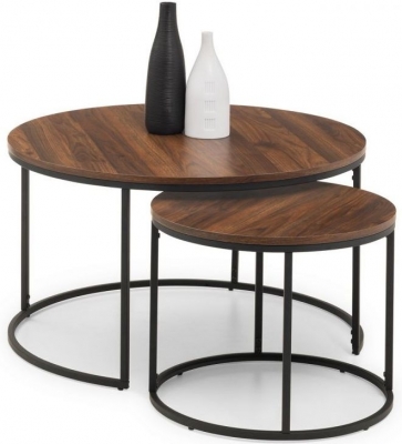 Product photograph of Bellini Walnut Round Nest Of 2 Round Coffee Table from Choice Furniture Superstore