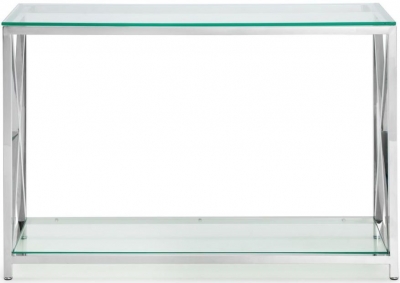 Product photograph of Miami Glass And Chrome 120cm Console Table from Choice Furniture Superstore