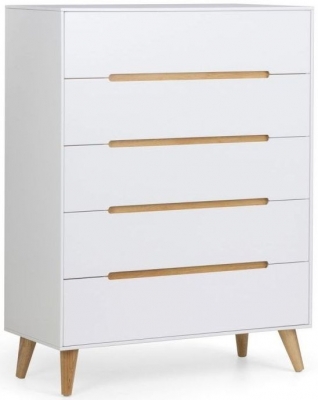 Product photograph of Alicia 5 Drawer Chest - Comes In White And Anthracite Options from Choice Furniture Superstore