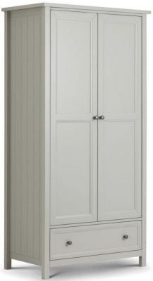 Maine Dove Grey Lacquered Pine 2 Door 1 Drawer Wardrobe