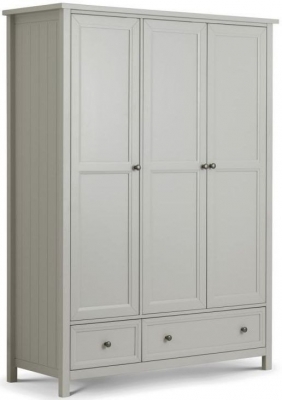 Maine Dove Grey Lacquered Pine 3 Door 2 Drawer Wardrobe