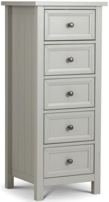Maine Dove Grey Lacquered Pine Tall 5 Drawer Chest