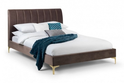 Image of Deco Grey Velvet Fabric Bed - Comes in Double and King Size Options