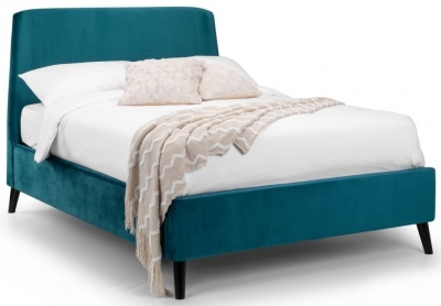 Product photograph of Frida Teal Velvet Fabric Bed - Comes In Double And King Size Options from Choice Furniture Superstore