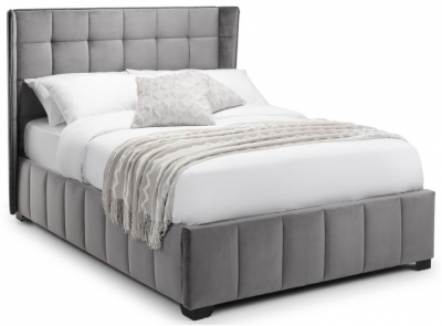 Product photograph of Gatsby Light Grey Velvet Fabric Bed - Comes In Double And King Size from Choice Furniture Superstore