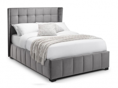 Product photograph of Gatsby Light Grey Velvet Fabric Lift-up Storage Bed - Comes In Double And King Size from Choice Furniture Superstore