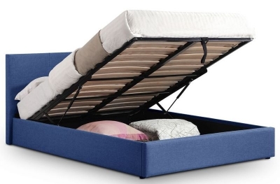 Product photograph of Rialto Blue Fabric Ottoman Storage Bed - Sizes Available from Choice Furniture Superstore