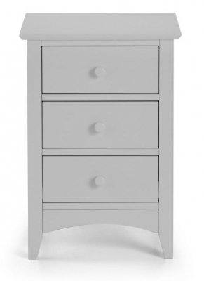 Product photograph of Cameo Dove Grey Lacquer Pine 3 Drawer Bedside Cabinet from Choice Furniture Superstore