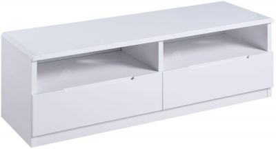 Product photograph of Clearance - Julian Bowen Manhattan White High Gloss 2 Drawer Media Unit - Fs586 from Choice Furniture Superstore