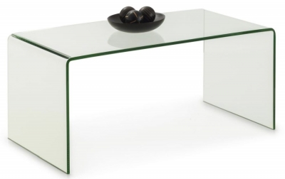 Product photograph of Amalfi Bent Glass 100cm Coffee Table from Choice Furniture Superstore