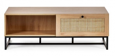 Padstow Oak and Rattan 1 Drawer Coffee Table