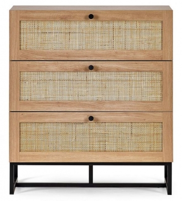Product photograph of Padstow Rattan 3 Drawer Chest - Comes In Oak And Black Options from Choice Furniture Superstore