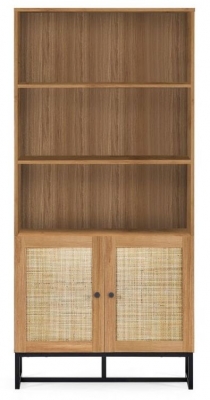 Product photograph of Padstow Rattan Tall Bookcase - Comes In Oak And Black Options from Choice Furniture Superstore