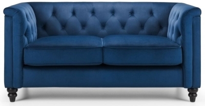 Product photograph of Sandringham Blue Fabric Velvet 2 Seater Sofa from Choice Furniture Superstore
