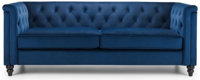 Product photograph of Sandringham Blue Fabric Velvet 3 Seater Sofa from Choice Furniture Superstore
