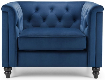 Product photograph of Sandringham Blue Fabric Velvet Armchair from Choice Furniture Superstore