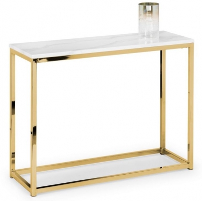 Scala White Marble and Gold Console Table