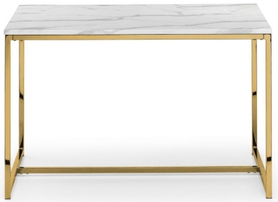 Product photograph of Scala White Marble Effect And Gold 4 Seater Dining Table from Choice Furniture Superstore