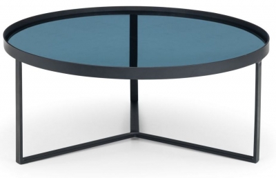 Product photograph of Loft Round Coffee Table - Comes In Smoked Glass Top And Walnut Effect Options from Choice Furniture Superstore